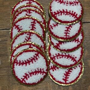 Set of Baseball Patches with Gold Trim